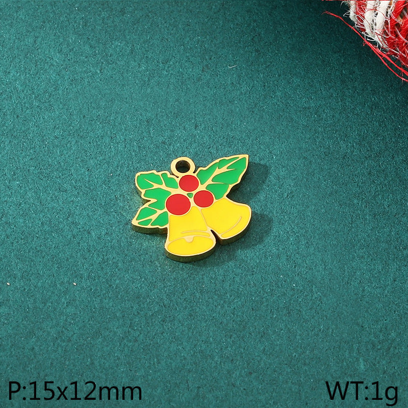 Christmas Elements Series Diy Accessories Stainless Steel Elk Santa Claus Snowflake Gloves Pendant