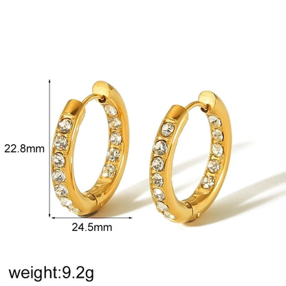 1 Pair IG Style Geometric Plating Inlay 304 Stainless Steel Zircon 18K Gold Plated Earrings