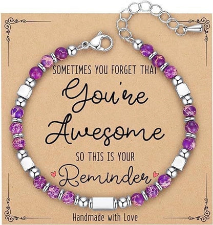 Minimalist Classic Style Round 304 Stainless Steel Natural Stone Bracelets In Bulk