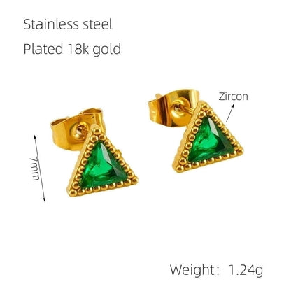 1 Pair Glam Retro Heart Shape Plating Inlay 304 Stainless Steel Rhinestones 18K Gold Plated Drop Earrings