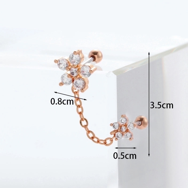 Ear Cartilage Rings & Studs Flower 316L Stainless Steel Copper Inlaid Zircon Zircon
