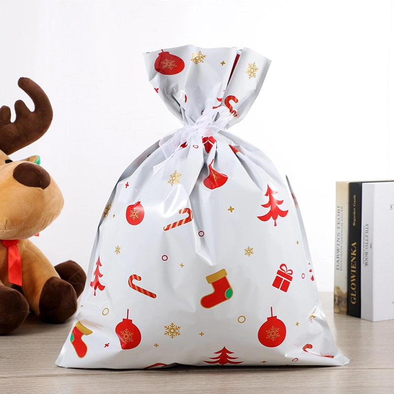 Cross-border New Christmas Gift Bag Santa Claus Drawstring Bag Aluminum Foil Bag Candy Packaging Bag Gift Bag