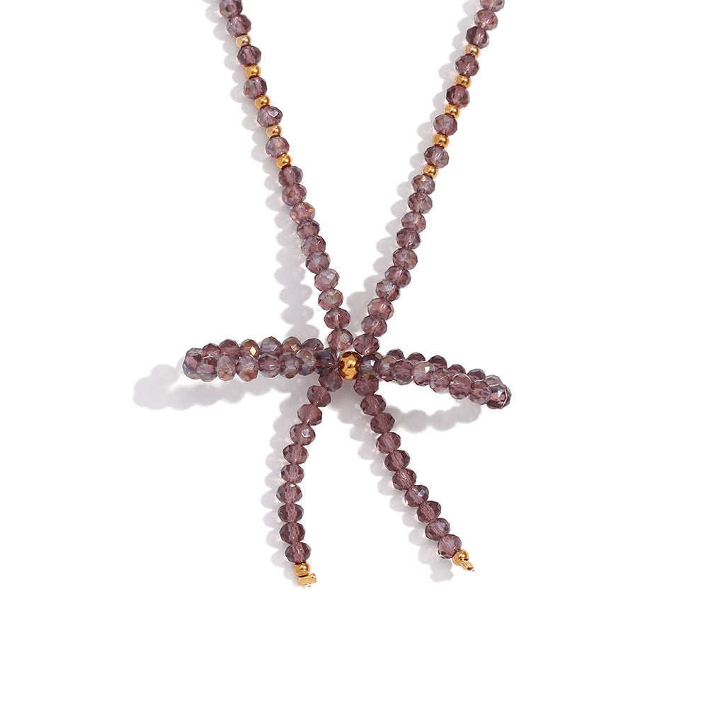 Fashion Bowknot Geometric Stainless Steel Electroplating Necklaces