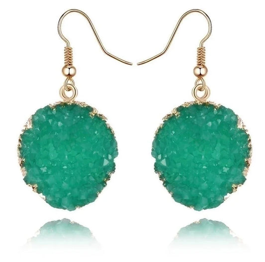 3 Pieces Womens Round Plastic Resin Imitation Natural Stone Round Earrings Go190430120011