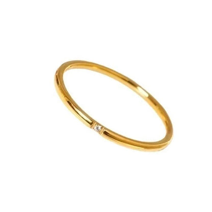 Minimalist Circle Titanium Steel Plating Rhinestones Rings