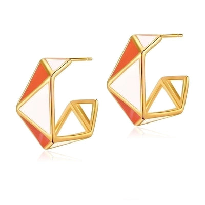 1 Pair Retro Sweet Triangle Devil\'s Eye Heart Shape Enamel Plating Inlay Copper Zircon 18k Gold Plated Ear Studs