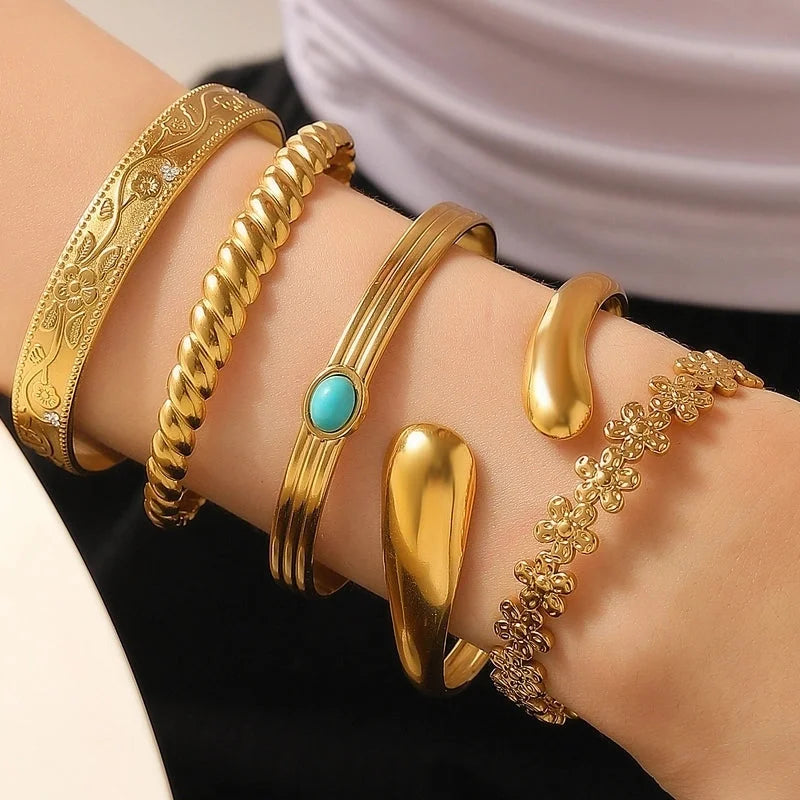 Casual Minimalist Streetwear Geometric 304 Stainless Steel Bangle In Bulk