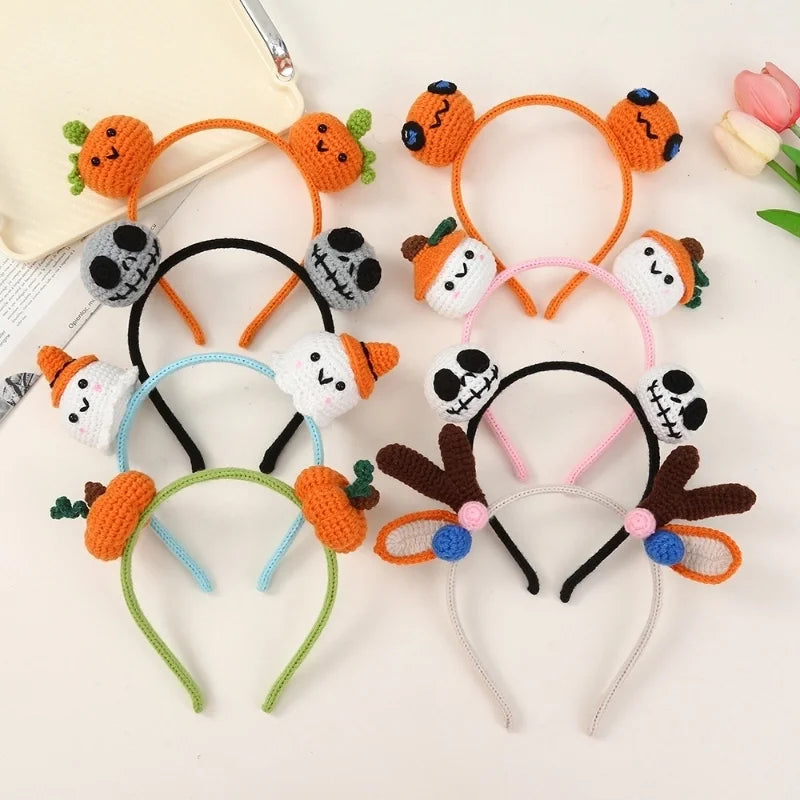 Halloween Cute Women's Pumpkin Snowman Skull Yarn Hair Band