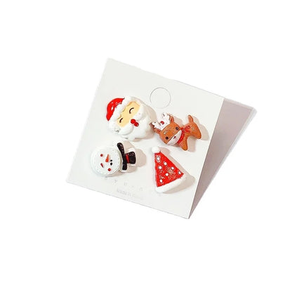 Spot Cartoon Acrylic Christmas Brooch Badge Snowman Elk Christmas Tree Collar Pin Set Corsage