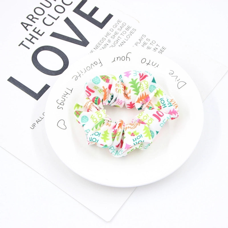 Christmas Cute Women's Color Block Rib-Knit Hair Tie