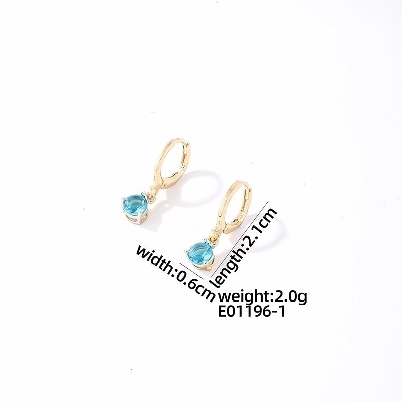 1 Pair Casual Sweet Minimalist Round Water Droplets Plating Inlay 304 Stainless Steel Copper Zircon Gold Plated Drop Earrings