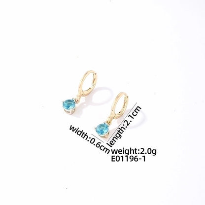 1 Pair Casual Sweet Minimalist Round Water Droplets Plating Inlay 304 Stainless Steel Copper Zircon Gold Plated Drop Earrings