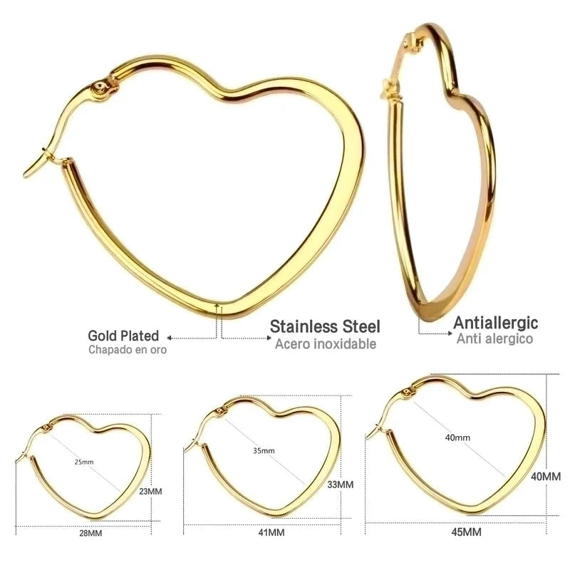 Minimalist Heart Shape Stainless Steel Plating Earrings 1 Pair