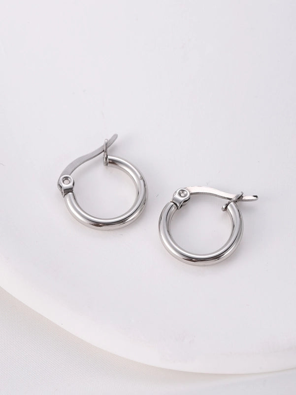 1 Pair Vintage Style Modern Style Minimalist Round Plating Titanium Steel 18K Gold Plated Hoop Earrings