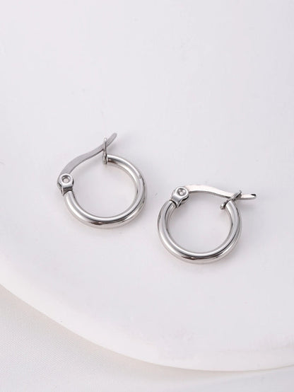 1 Pair Vintage Style Modern Style Minimalist Round Plating Titanium Steel 18K Gold Plated Hoop Earrings