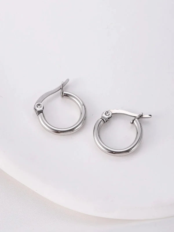 1 Pair Vintage Style Modern Style Minimalist Round Plating Titanium Steel 18K Gold Plated Hoop Earrings
