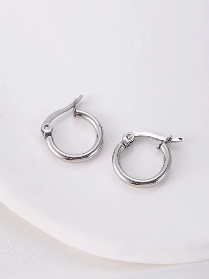 1 Pair Vintage Style Modern Style Minimalist Round Plating Titanium Steel 18K Gold Plated Hoop Earrings