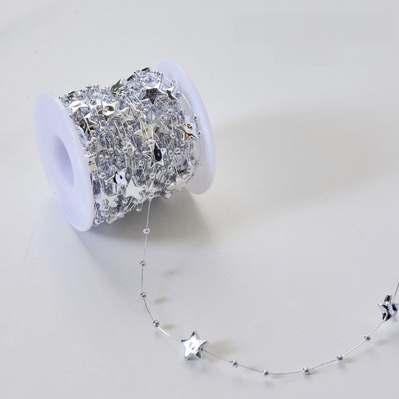 2 Pieces Christmas Tree Hanging Ornaments Pearl String Bead Chain Wedding Hotel Decoration Scene Bead Chain