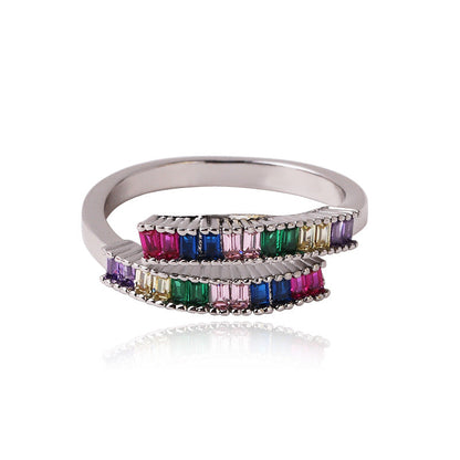 Luxurious Women Droplet Geometric Zircon Zircon Inlay Rings