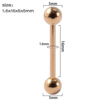 1 Piece Tongue Rings Minimalist Streetwear Solid Color 304 Stainless Steel Zircon Plating Inlay Zircon 18K Gold Plated