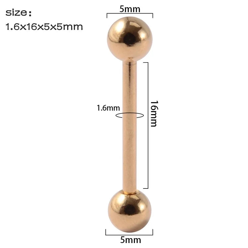 1 Piece Tongue Rings Minimalist Streetwear Solid Color 304 Stainless Steel Zircon Plating Inlay Zircon 18K Gold Plated