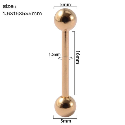 1 Piece Tongue Rings Minimalist Streetwear Solid Color 304 Stainless Steel Zircon Plating Inlay Zircon 18K Gold Plated