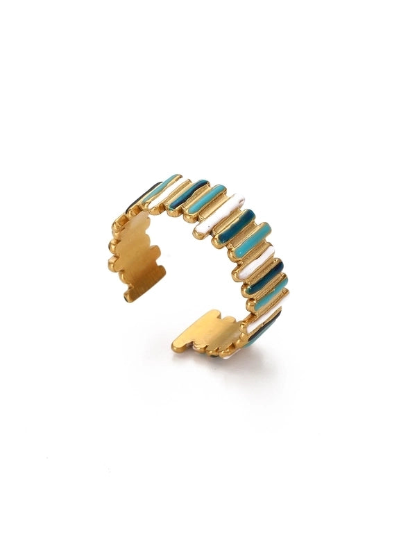 Elegant Minimalist Geometric 304 Stainless Steel Enamel Stainless Steel Rings