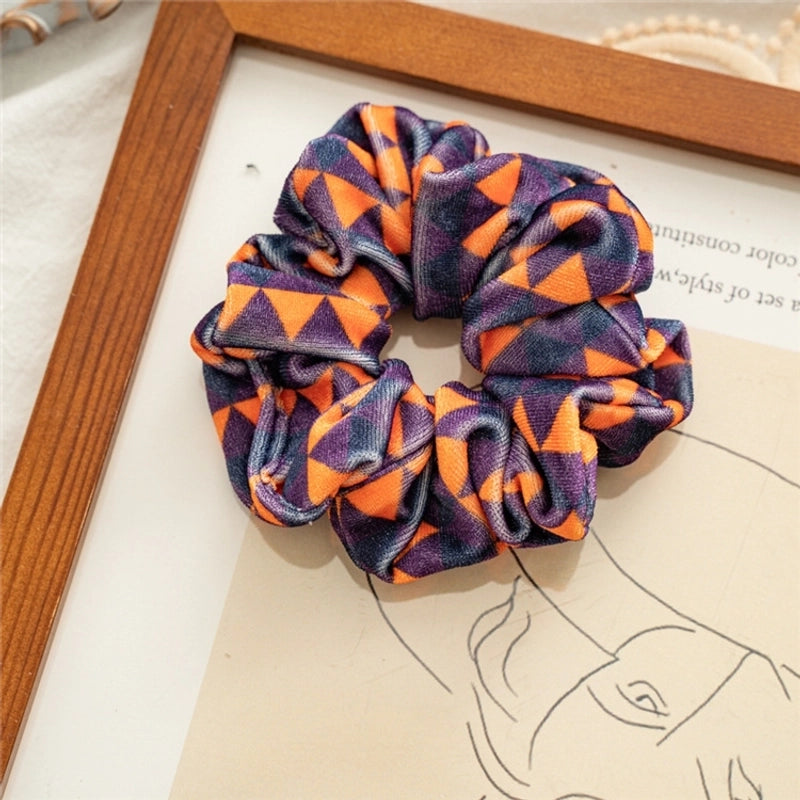Halloween Fashion Women'S Pumpkin Heart Shape Flannel Printing Hair Tie