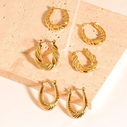 1 Pair Casual Modern Style Classic Style U Shape Geometric 304 Stainless Steel Titanium Steel 18K Gold Plated Earrings