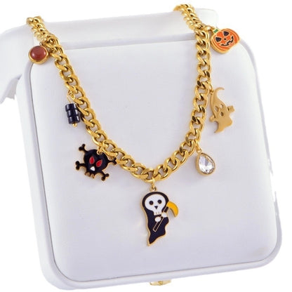 Minimalist Classic Style Pumpkin Skull Titanium Steel Plating Bracelets Earrings Necklace