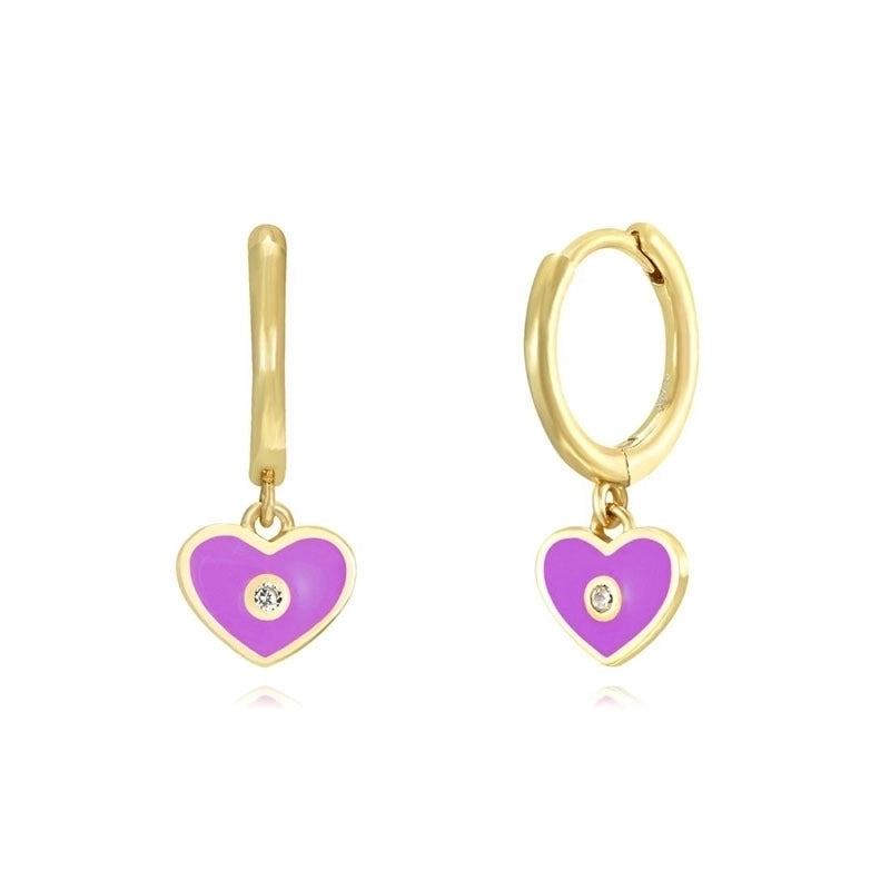 Minimalist Star Heart Shape Eye Copper Drop Earrings Epoxy Gold Plated Zircon Copper Earrings