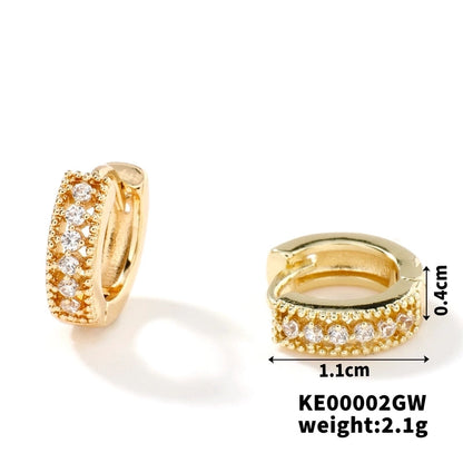 1 Pair Hip-Hop Minimalist Circle Plating Inlay Copper Zircon K Gold Plated Earrings