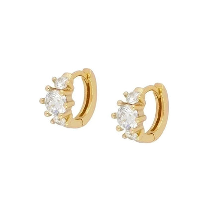 1 Pair Ig Style French Style Minimalist Star Water Droplets Flower Plating Inlay Copper Zircon Gold Plated Earrings