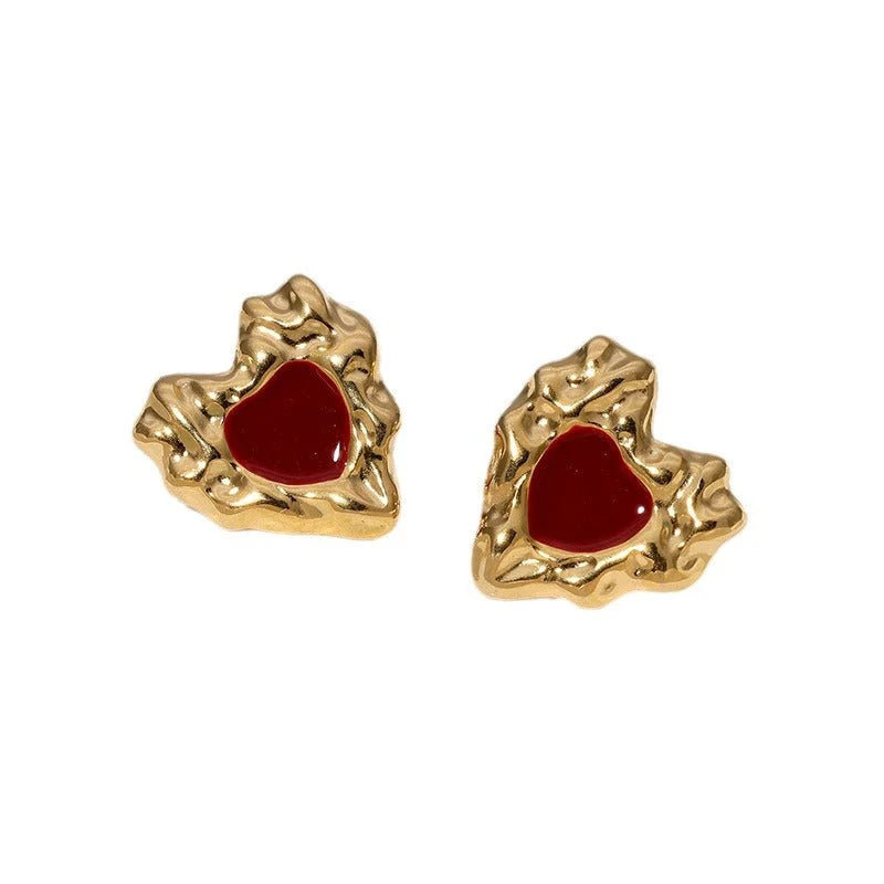 Heart Stainless Steel Electroplating Stud Earrings