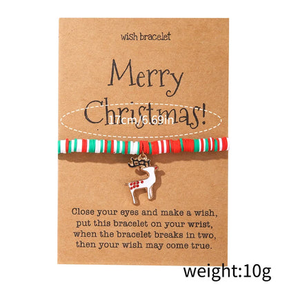 Christmas Bracelet Soft Clay Christmas Ornament Santa Claus Pendant Bracelet Snowflake Reindeer Bracelet