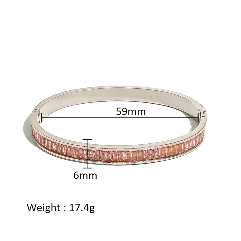 Minimalist Shiny Solid Color 316L Stainless Steel 18K Gold Plated Zircon Bangle In Bulk