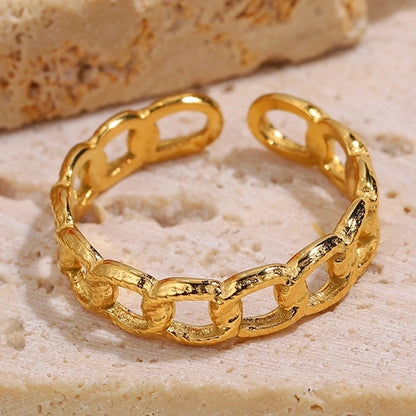 Elegant Minimalist Classic Style Solid Color 304 Stainless Steel Zircon Inlay Open Rings