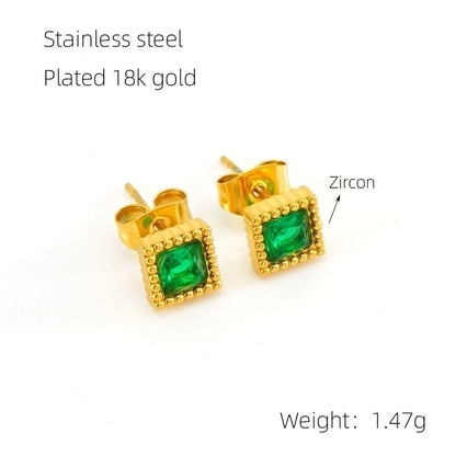 1 Pair Glam Retro Heart Shape Plating Inlay 304 Stainless Steel Rhinestones 18K Gold Plated Drop Earrings