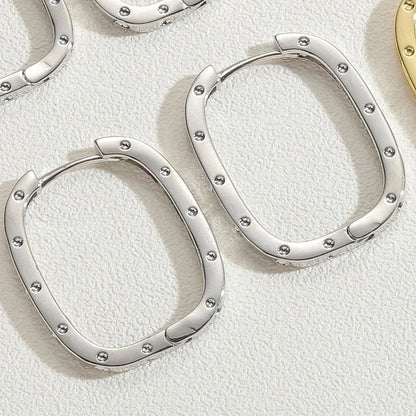 1 Pair Cute Minimalist Commute Square Plating Inlay Copper Zircon 14k Gold Plated White Gold Plated Hoop Earrings