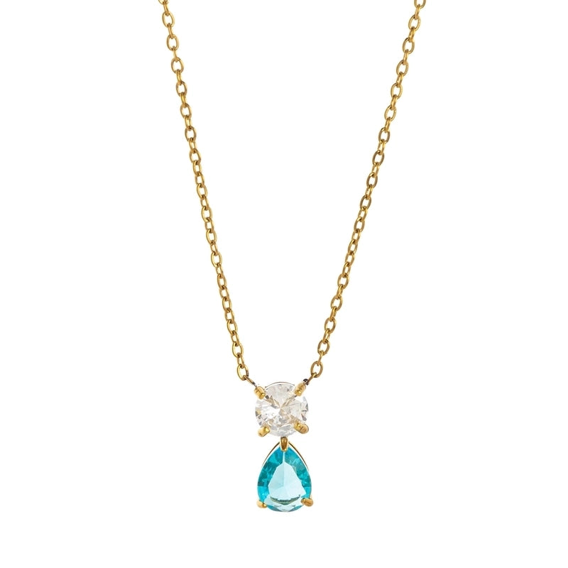 Minimalist Water Droplets 201 Stainless Steel 304 Stainless Steel Zircon 18K Gold Plated Inlay Pendant Necklace