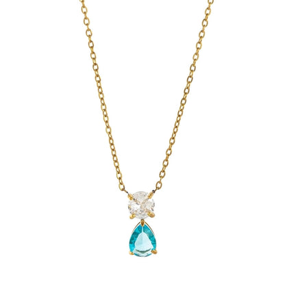 Minimalist Water Droplets 201 Stainless Steel 304 Stainless Steel Zircon 18K Gold Plated Inlay Pendant Necklace