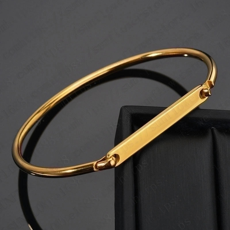 Minimalist Solid Color 304 Stainless Steel 18K Gold Plated Titanium Steel Bangle In Bulk