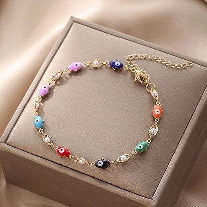 Cute Vintage Style Funny Devil's Eye Heart Shape Butterfly Copper Plating Bracelets