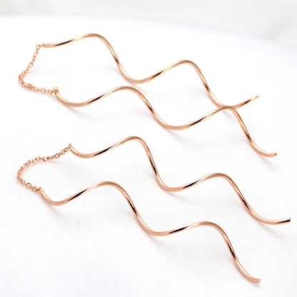 Korean Style S-shaped Long Tassel Earrings Curved Twisted Spiral Earrings