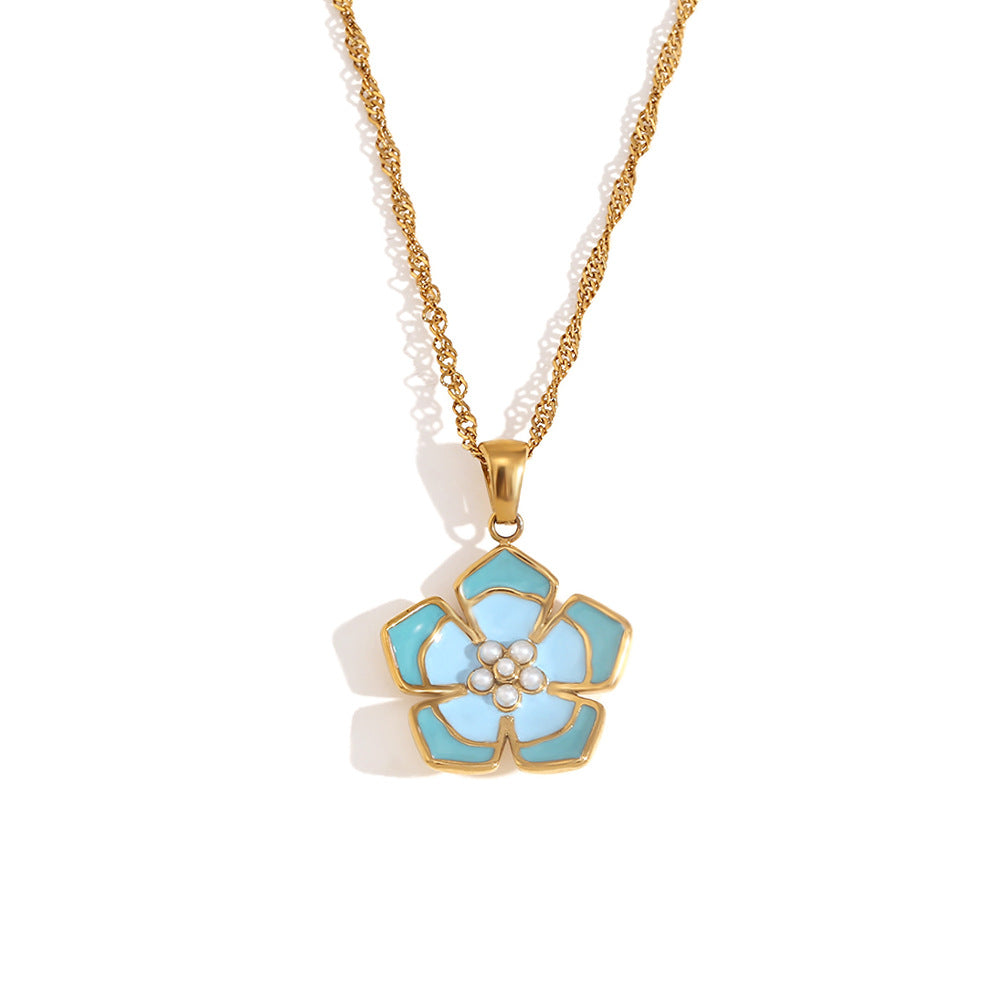 Fashion Petal Geometric Flower Stainless Steel Electroplating Necklaces