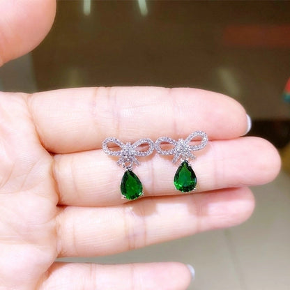 1 Pair Elegant Bow Knot Inlay Copper Alloy Artificial Pearls Zircon White Gold Plated Drop Earrings