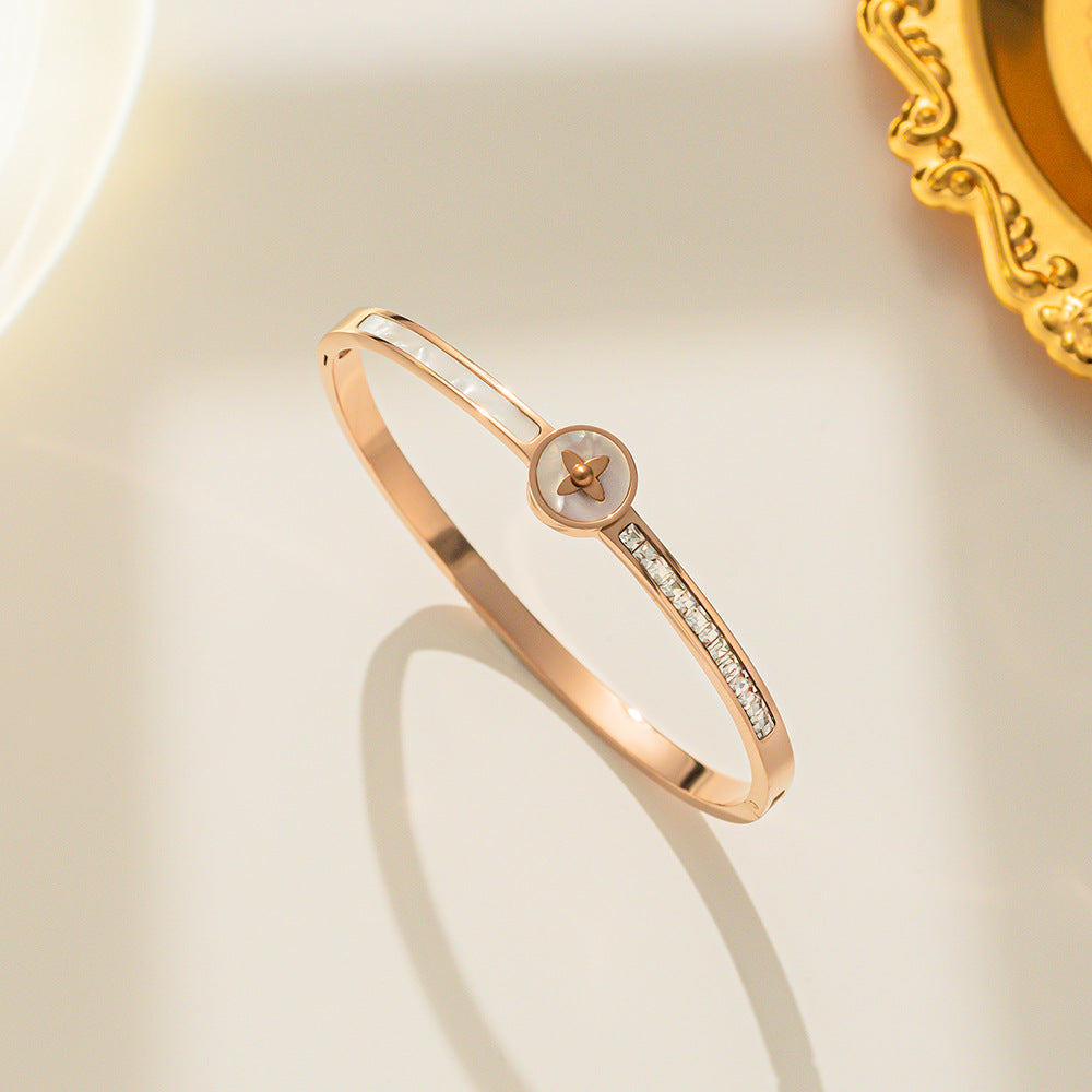 Minimalist Letter Titanium Steel 18K Gold Plated Bangles