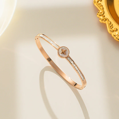 Minimalist Letter Titanium Steel 18K Gold Plated Bangles