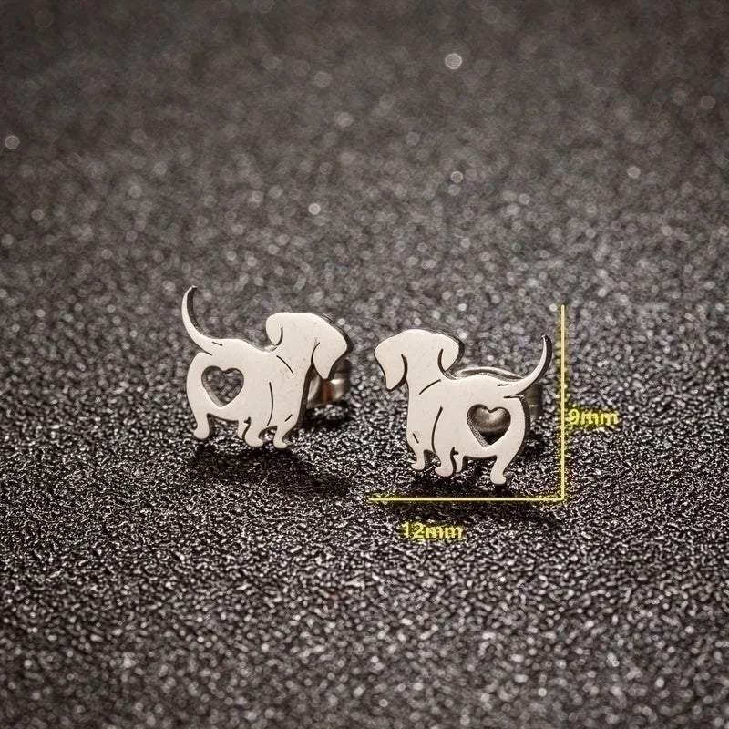 1 Pair Minimalist Dog Plating 304 Stainless Steel 18K Gold Plated Ear Studs