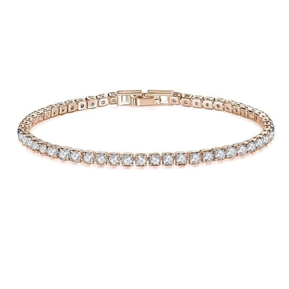 Copper Rhodium Plated Classic Style Inlay Geometric Zircon Bracelets